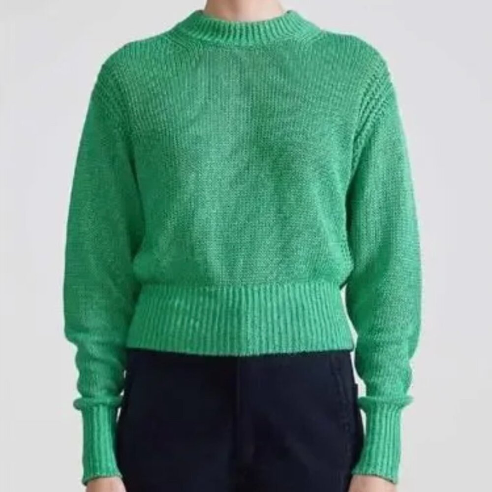 Apiece Apart Green Linen Cropped Sweater Size L